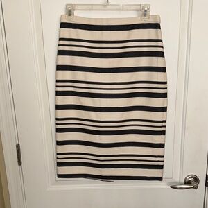 J Crew Striped Black and Cream Skirt